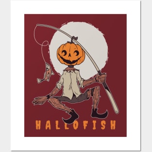 Halloween Pumpkin Hallofish Posters and Art
